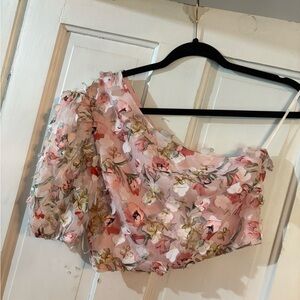 SHEIN pink off the shoulder floral top